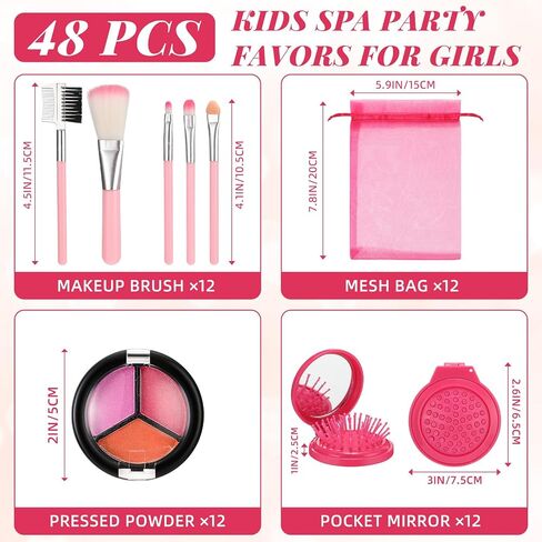 12 Sets Kids Spa Theme Party Supplies for Girls, Makeup Kit for Girls, Sleepover Makeup Birthday Party Favor Supplies for Toddler(Pink) in Saudi Arabia
