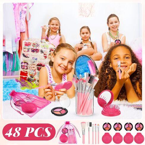 12 Sets Kids Spa Theme Party Supplies for Girls, Makeup Kit for Girls, Sleepover Makeup Birthday Party Favor Supplies for Toddler(Pink) in Saudi Arabia