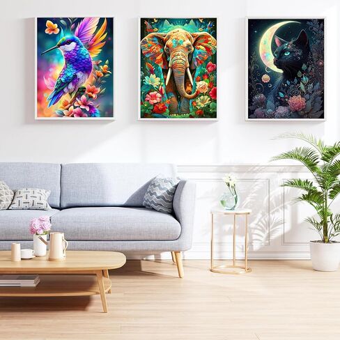 ijbnhd 6 Pack Animals Diamond Painting Kits for Adults, Animals-Leaves Diamond Art Kits for Beginners DIY Full Drill Round Paint with Diamonds Gem Art for Home Wall Decor 8 x 8 in in Saudi Arabia