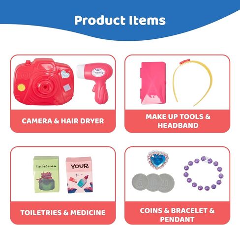 Dazmers Portable Beauty Salon Play Set for Girls – 20-Piece Pretend Makeup Kit with Carrying Case, Hair Dryer, Accessories, and Travel Service Role Play Toy for Kids in Saudi Arabia