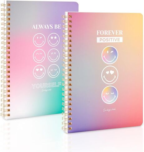 Kaco Pack 2 Cute Mini Spiral Notebooks, Set of 2 For Women, 8.2'' x 5.9'' Hardcover Journal 120 x 2 Lined Pages with Pocket and Sticker (Floral) in Saudi Arabia