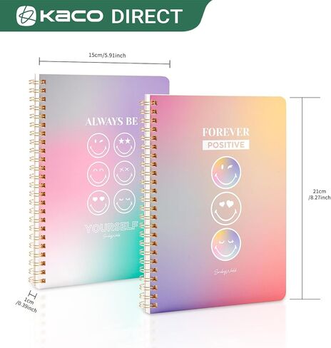 Kaco Pack 2 Cute Mini Spiral Notebooks, Set of 2 For Women, 8.2'' x 5.9'' Hardcover Journal 120 x 2 Lined Pages with Pocket and Sticker (Floral) in Saudi Arabia
