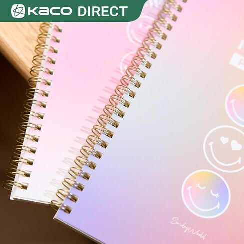 Kaco Pack 2 Cute Mini Spiral Notebooks, Set of 2 For Women, 8.2'' x 5.9'' Hardcover Journal 120 x 2 Lined Pages with Pocket and Sticker (Floral) in Saudi Arabia