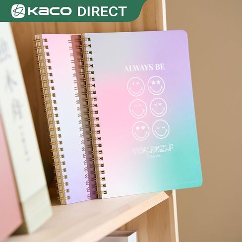 Kaco Pack 2 Cute Mini Spiral Notebooks, Set of 2 For Women, 8.2'' x 5.9'' Hardcover Journal 120 x 2 Lined Pages with Pocket and Sticker (Floral) in Saudi Arabia