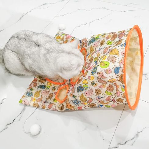 Andiker Cat Tunnel Bags for Indoor Cats, 13x17x12In Foldable Cat Crinkle Bag with 3 White Plush Balls and 1 Mouse 5 Holes for Kitten to Hide and Catch 3 Layers Cat Toy (Bird) in Kuwait
