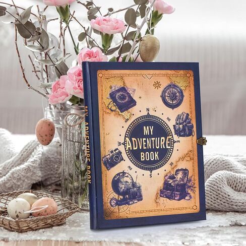 Adventure Book 148-Page DIY Handmade Scrapbook Kit - Vintage Embossed Cover Travel Diary,Gift Boxed with Full DIY Accessories for Couples,Anniversaries & More for Life’s Greatest Adventures in Kuwait
