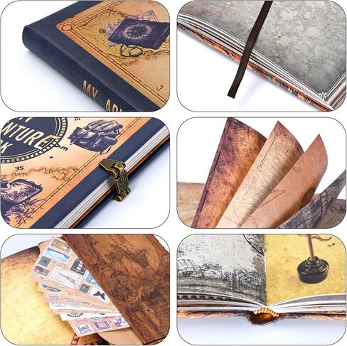 Adventure Book 148-Page DIY Handmade Scrapbook Kit - Vintage Embossed Cover Travel Diary,Gift Boxed with Full DIY Accessories for Couples,Anniversaries & More for Life’s Greatest Adventures in Kuwait