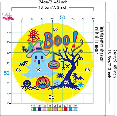 Zhenging Halloween Cross Stitch Kit w/Haunted House, Pumpkin, Black Cat & Ghost | 9.45x9.45 Inch Embroidery Kit with Hoop, Scissors, Tassel | DIY Halloween Decor, Gifts(68305) in Saudi Arabia