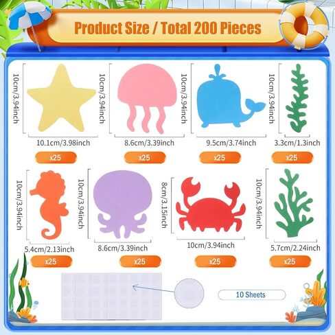 Mixteach 200 PCS Sea Life Cletouts Paper Tropical Fish Shape Cut Outs Ocean Animal Die Cuts مع نقاط الغراء للصف الدراسي Boardin Board Home School Decor in Kuwait