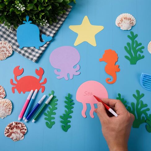 Mixteach 200 PCS Sea Life Cletouts Paper Tropical Fish Shape Cut Outs Ocean Animal Die Cuts مع نقاط الغراء للصف الدراسي Boardin Board Home School Decor in Kuwait