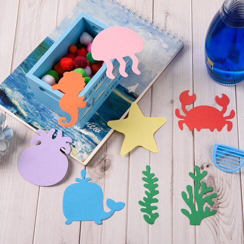 Mixteach 200 PCS Sea Life Cletouts Paper Tropical Fish Shape Cut Outs Ocean Animal Die Cuts مع نقاط الغراء للصف الدراسي Boardin Board Home School Decor in Kuwait