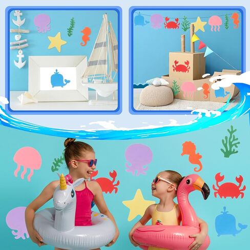 Mixteach 200 PCS Sea Life Cletouts Paper Tropical Fish Shape Cut Outs Ocean Animal Die Cuts مع نقاط الغراء للصف الدراسي Boardin Board Home School Decor in Kuwait