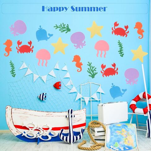 Mixteach 200 PCS Sea Life Cletouts Paper Tropical Fish Shape Cut Outs Ocean Animal Die Cuts مع نقاط الغراء للصف الدراسي Boardin Board Home School Decor in Kuwait