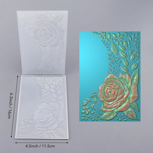 BAOFALI 3D Cherry Blossom Rose Plastic Embossing Folders for DIY Scrapbooking Photo Album Card Paper Craft Decoration for Card Making,Embossing Template Paper Card Embossing Stencil 6.3" L x 4.5" W. in Kuwait