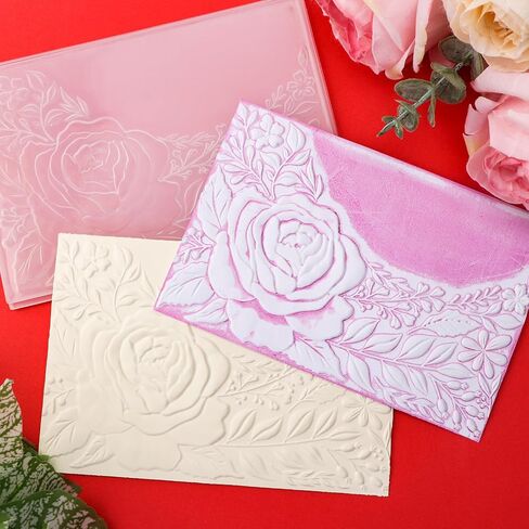 BAOFALI 3D Cherry Blossom Rose Plastic Embossing Folders for DIY Scrapbooking Photo Album Card Paper Craft Decoration for Card Making,Embossing Template Paper Card Embossing Stencil 6.3" L x 4.5" W. in Kuwait