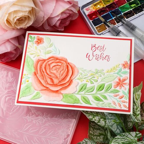 BAOFALI 3D Cherry Blossom Rose Plastic Embossing Folders for DIY Scrapbooking Photo Album Card Paper Craft Decoration for Card Making,Embossing Template Paper Card Embossing Stencil 6.3" L x 4.5" W. in Kuwait