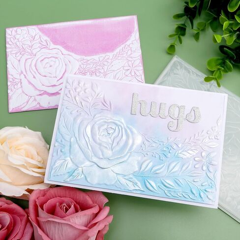 BAOFALI 3D Cherry Blossom Rose Plastic Embossing Folders for DIY Scrapbooking Photo Album Card Paper Craft Decoration for Card Making,Embossing Template Paper Card Embossing Stencil 6.3" L x 4.5" W. in Kuwait