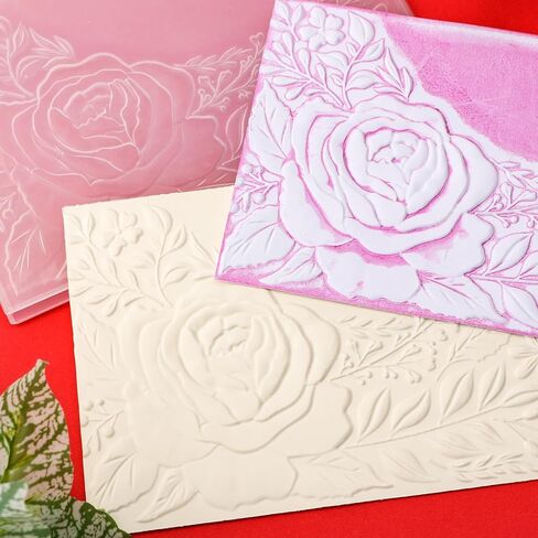 BAOFALI 3D Cherry Blossom Rose Plastic Embossing Folders for DIY Scrapbooking Photo Album Card Paper Craft Decoration for Card Making,Embossing Template Paper Card Embossing Stencil 6.3" L x 4.5" W. in Kuwait