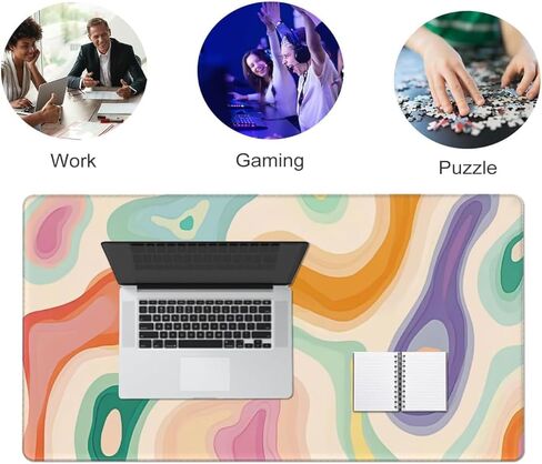 AQQA Abstract Desk Mat Desktop,Gaming Mouse Pad Long Mouse Pad Large Desk Mat 31.5X15.7 Inch Mousepad with Non-Slip Base Stitched Edge Keyboard Mat for Gaming Office, Abstract Modern Colorful in Kuwait