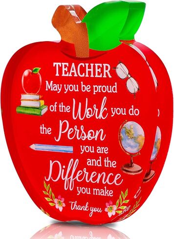 D4DREAM Teacher Appreciation Gifts for Women - Acrylic End of Year Best Teacher Graduation Gift from Students Teacher Apple Shape Thank You Paperweight Keepsake for Office Desk in Saudi Arabia