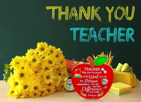 D4DREAM Teacher Appreciation Gifts for Women - Acrylic End of Year Best Teacher Graduation Gift from Students Teacher Apple Shape Thank You Paperweight Keepsake for Office Desk in Saudi Arabia