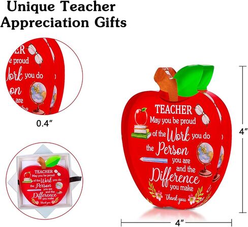 D4DREAM Teacher Appreciation Gifts for Women - Acrylic End of Year Best Teacher Graduation Gift from Students Teacher Apple Shape Thank You Paperweight Keepsake for Office Desk in Saudi Arabia
