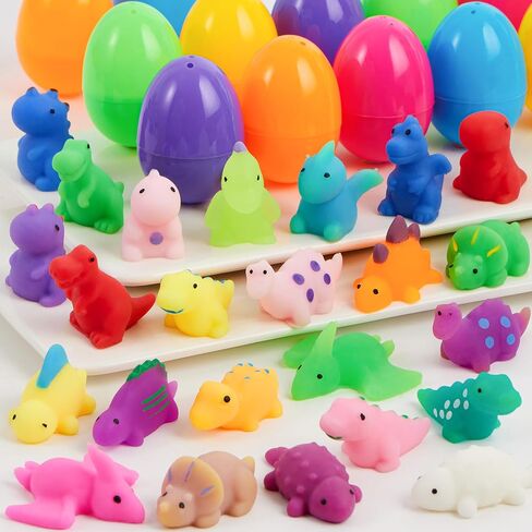 JOYIN 24 Pcs Mochi Squishy Toy Prefilled Easter Eggs, Kawaii Foamy Stress Reliever Squishy Toy for Easter Theme Party Favor, Easter Eggs Hunt, Basket Filler, Classroom Prize Supplies in Saudi Arabia