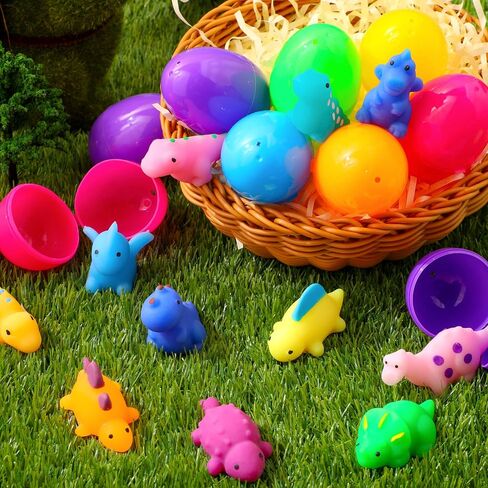 JOYIN 24 Pcs Mochi Squishy Toy Prefilled Easter Eggs, Kawaii Foamy Stress Reliever Squishy Toy for Easter Theme Party Favor, Easter Eggs Hunt, Basket Filler, Classroom Prize Supplies in Saudi Arabia