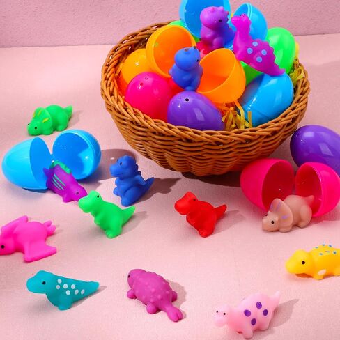 JOYIN 24 Pcs Mochi Squishy Toy Prefilled Easter Eggs, Kawaii Foamy Stress Reliever Squishy Toy for Easter Theme Party Favor, Easter Eggs Hunt, Basket Filler, Classroom Prize Supplies in Saudi Arabia