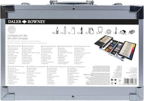 Daler Rowney Simply Complete Art Set - 122-Piece Artist Kit for Painting & Drawing with Acrylic Paint, Oil Pastels, Coloring Pencils, Brushes, Canvas Boards, and More in Saudi Arabia
