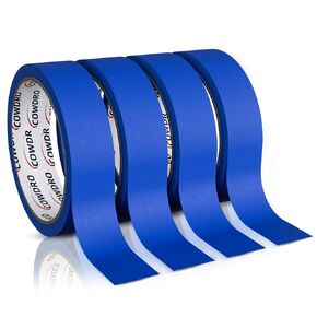 4 Rolls Blue Painter's Tape 0.94 Inch, Masking Tape for Multi-Purpose, Painting Projects, DIY Crafts, 0.94 Inch x 22 Yards, Easy Removal, Anti-UV, Total 88 Yards