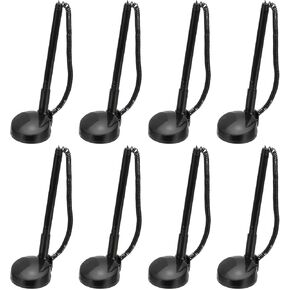 PATIKIL 8 Pcs Secure Pen with Adhesive Chain and Security Pen Holder, Reception Counter Pens Desktop Pen Black Ink Refills for Desk Workplace Office Home Supplies, Round Base, White