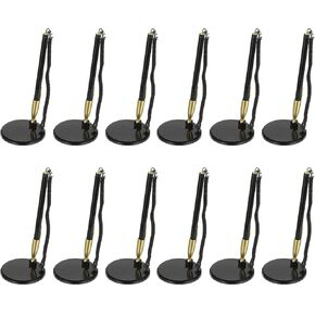 PATIKIL 12Pcs Secure Pen with Adhesive Chain and Security Pen Holder, Reception Counter Pens Desktop Pen Black Ink Refills for Desk Workplace Office Home Supplies, Flat Base, Light Blue in Kuwait