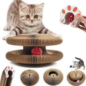 Kitty Curlz ، Kitty Curlz Cat Toy - لوحة خدش Cat Magic Organ ، أكورديون Snufflepaw للقطط ، وسادة خدش تفاعلية ، لعبة القطط القابلة للطي ، خدش القطط القابلة لإعادة التدوير مع الكرة (1pcs)