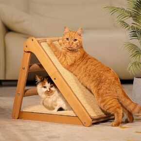 SISAL CAT SCRATCHER RAMP مع وسادة ، 20 "× 14.1" القطط الكبيرة القابلة للطي الخدش الخدش ، أثاث القط الخشبي