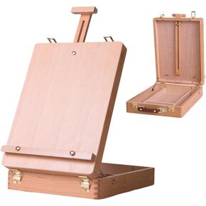 Desktop Wooden Sketching and Oil Painting Art Easel，with Storage Function, Foldable, Adjustable in Height and Angle.for Students, Artists and Beginners.