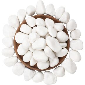 2 lbs White Decorative Rocks for Indoor and Outdoor Plants, 1-1.7 Inch Polished Stones for Garden Landscaping, Walkways, Terrariums, Planters, Aquarium Decor, and Crafts