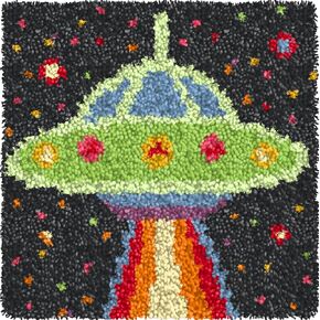 Latch Hook Kits for Kids Adults 2025 New DIY Rug Tapestry Kits with Printed Canvas Embroidery Kits Festival Gifts Home Decoration (11.8inch X 11.8inch,Rocket)