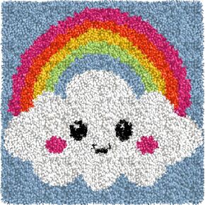 Latch Hook Kits for Kids Adults 2025 New DIY Rug Tapestry Kits with Printed Canvas Embroidery Kits Festival Gifts Home Decoration (11.8inch X 11.8inch,Rainbow)