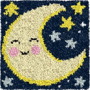 Latch Hook Kits for Kids Adults 2025 New DIY Rug Tapestry Kits with Printed Canvas Embroidery Kits Festival Gifts Home Decoration (11.8inch X 11.8inch,Moon)