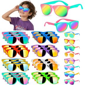 24pack Kids Sunglasses Bulk Party Formors for Kids 4-8 Neon Choilers Sunglasses Goodie Bag Stuffers Summer UV400 Boys Girls Classroom Arbroom Pool Party Party Toys Toys Birthday Gifts