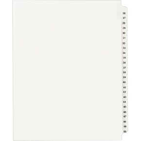 Avery Side Tab Dister Index Disterers - PrintedExhibit 26 - 50 - 25 Tab [s] / set - 8.50 x 11 - 25 / set - White Divider