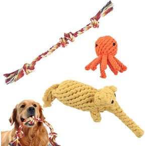 3 Pack Dog Rope Toys Interactive Chew Tug of War Dog Toys for Small and Medium, Training No Stuffed Puppy Toys