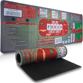 thepokermat: Online Poker Cheat Sheet Mat - Quick Reference Guide for Under Monitor with Organized Layout to Manage Multiple Tables - Texas Hold'em Strategy Desk Pad