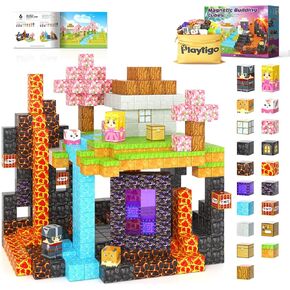 100pcs الكتل المغناطيسية لبنات البناء المغناطيسي ألعاب صغيرة الحسية في الهواء الطلق للأطفال من طلبيات مغناطيسية تصل إلى 3 سنوات.