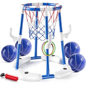 ألعاب كرة السلة لكرة السلة ، وألعاب 2 في 1 في BASKATBALL ، مع 4 كرات/12 حلقات/مضخة ، وألعاب سباحة السباحة للأطفال والكبار ، وألعاب اللعب الداخلية في الهواء الطلق للحفلات الصيفية ولعب الفناء الخلفي (الأزرق)