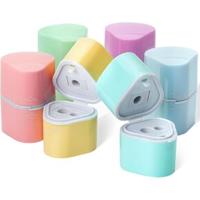 Mr. Pen- Handheld Pencil Sharpener for Colored Pencils, 6 Pack, 3 Holes with Different Sizes, Large Waste Box, Pastel Garden Barrels, Colored Pencil Sharpeners Manual