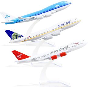 Boeing 747 1/400 Diecast Metal Airplane Model with Stand KLM & United & VAA Alloy Display Collectible Plane Model for Aviation Gift