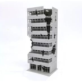 SiyphuNing N Scale 1/144 Ruined Damaged Building After War Assembling Model Outland Scene for DIY Sand Table Garden Micro Landscape Ornaments Supply Player Spray