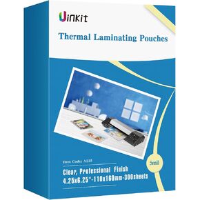 Uinkit 300Pack Thermal Laminating Pouches Card Size 4.3x6.3Inches 5Mil Thickness Laminating Sheets for Extra Protection Sealed 4x6 inches Photo Clear Glossy,Lamination Sheets Paper for Laminator